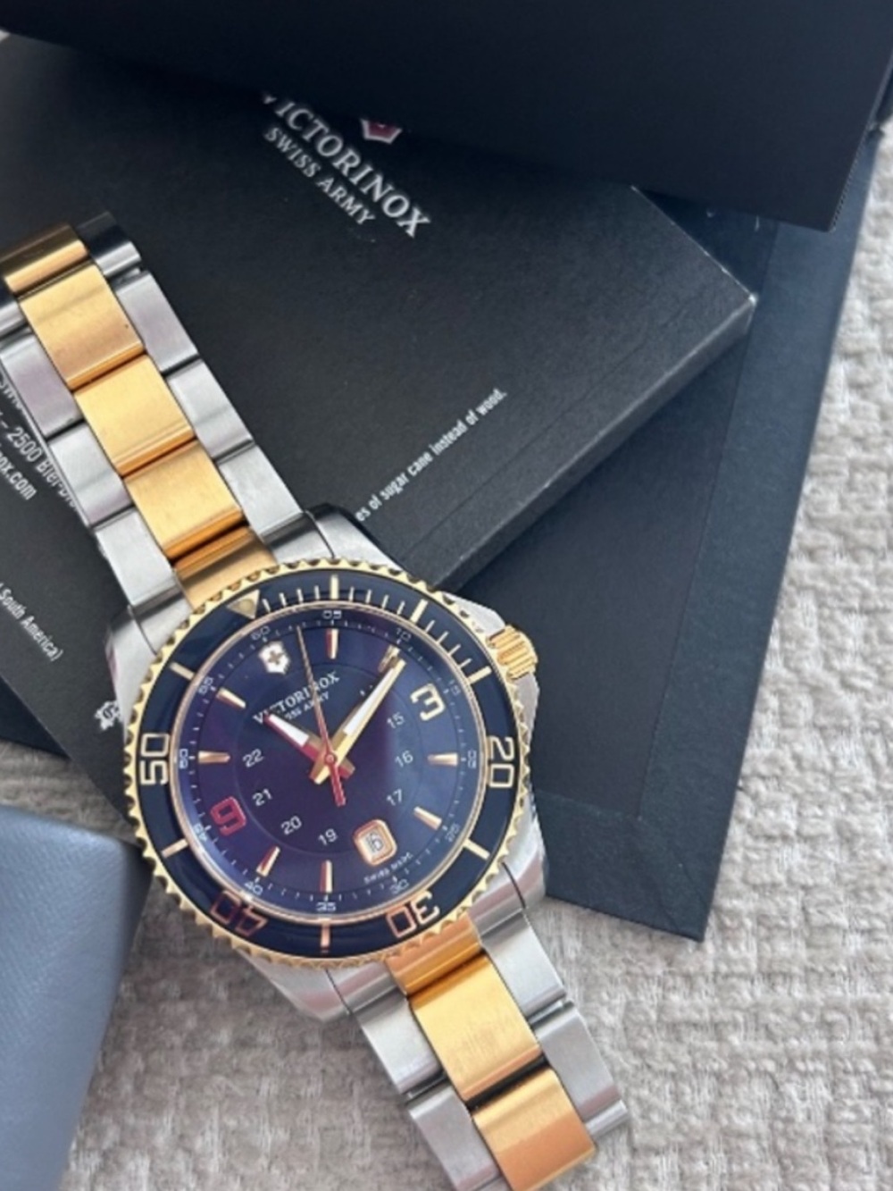 Victorinox Two-Tone Navy and Gold Stainless Wristwatch